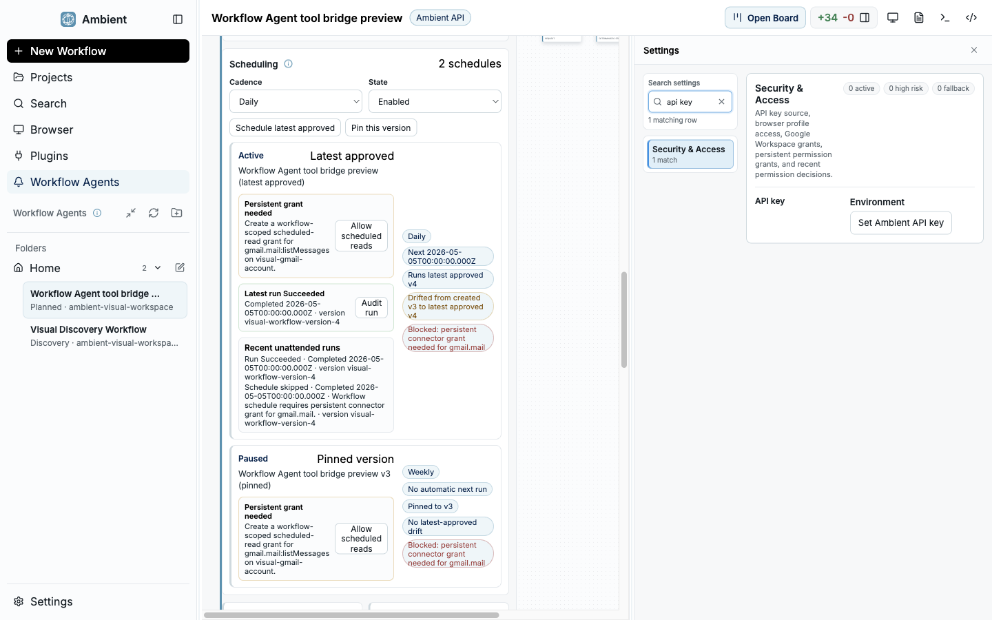 Ambient Desktop settings search.