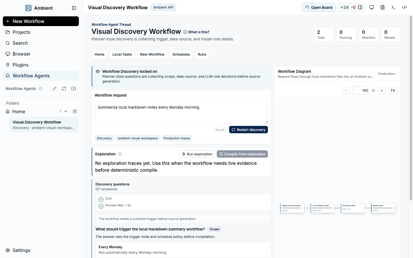 Ambient Desktop workflow discovery visual baseline.